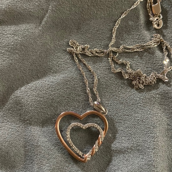 Kay Jewelers Jewelry Silver And Rose Gold Heart Necklace Poshmark